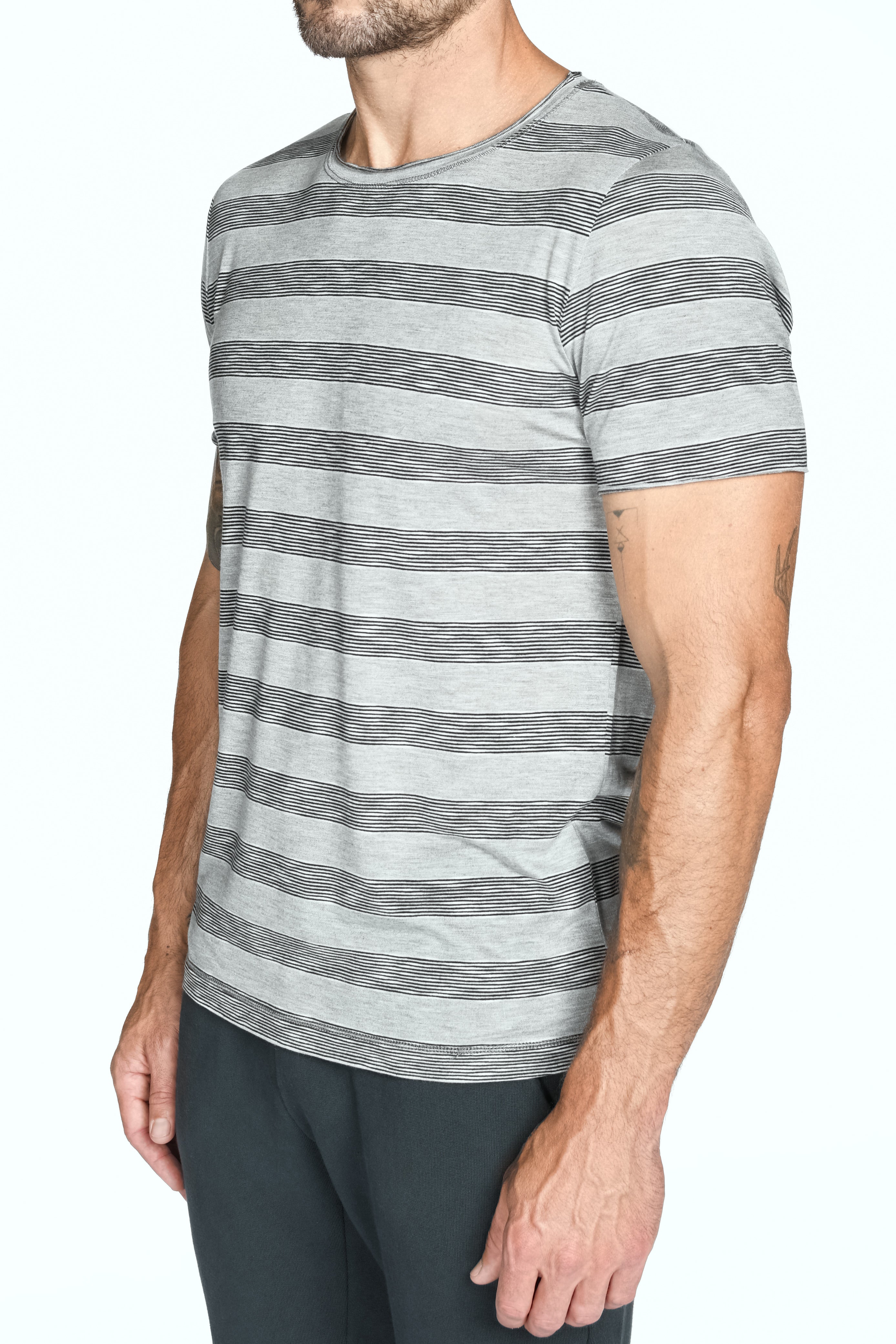 Men's Brolin Raw Neck Crew Stripe Tee