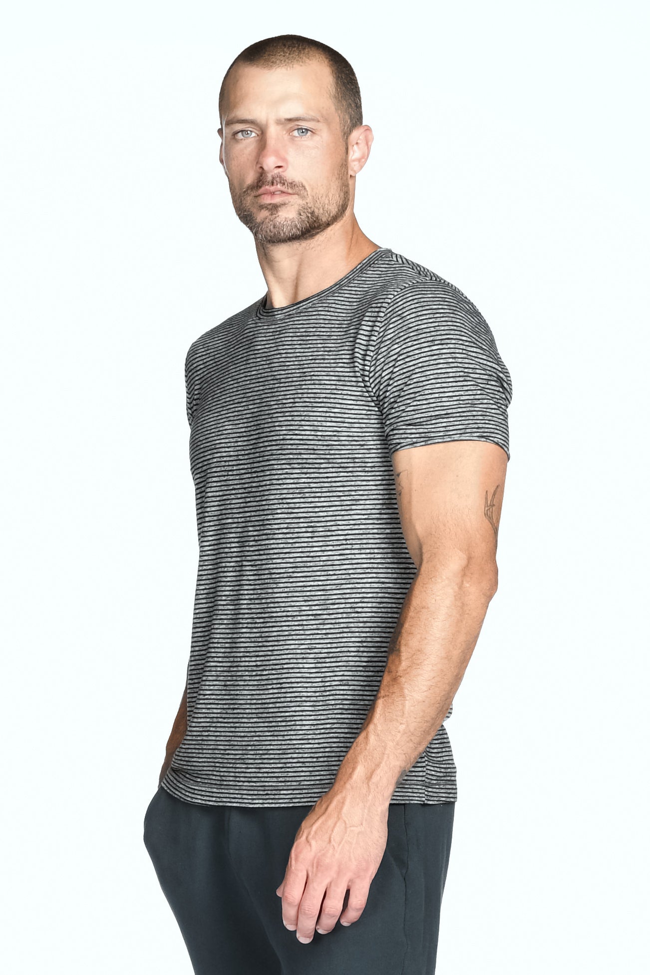 Men's Brolin Raw Neck Crew Stripe Tee