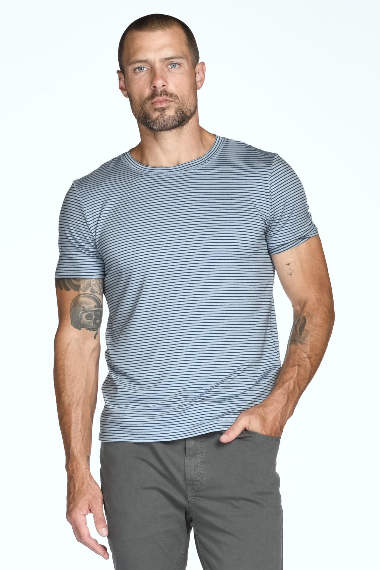 Men's Brolin Raw Neck Crew Stripe Tee