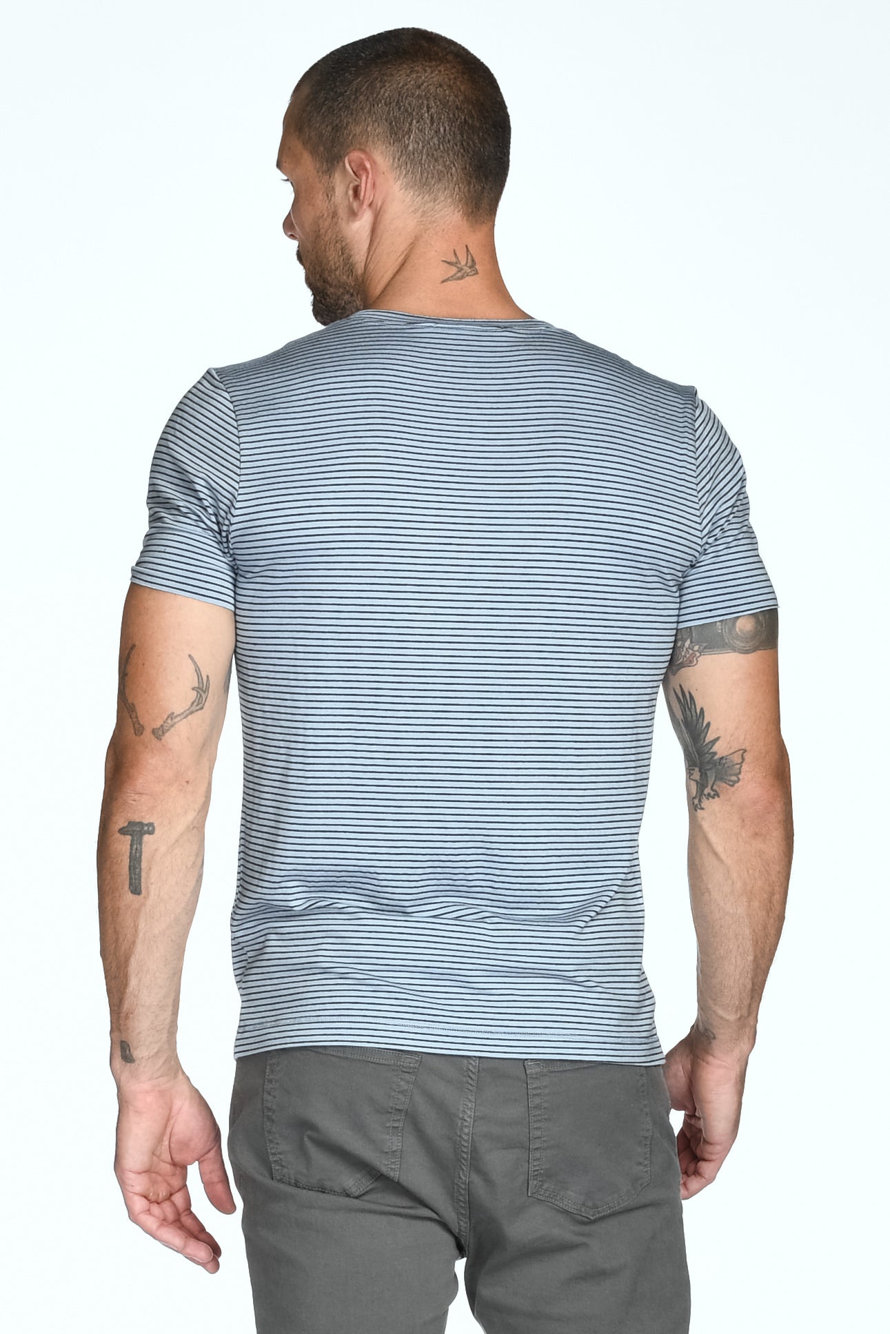 Men's Brolin Raw Neck Crew Stripe Tee