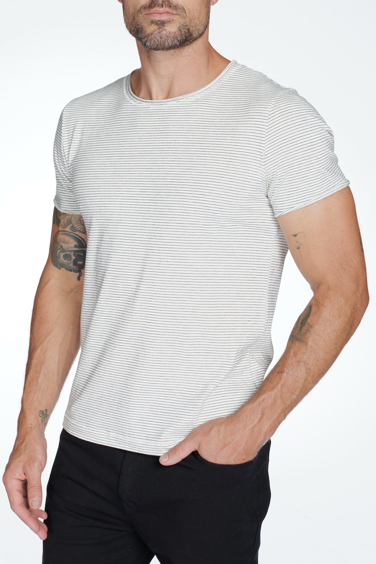 Men's Brolin Raw Neck Crew Stripe Tee