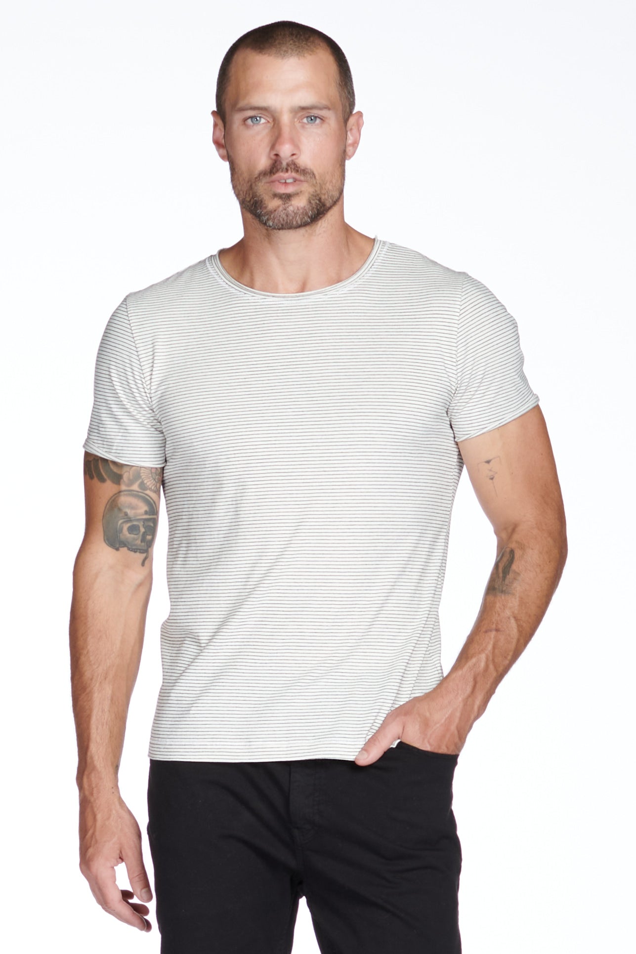 Men's Brolin Raw Neck Crew Stripe Tee