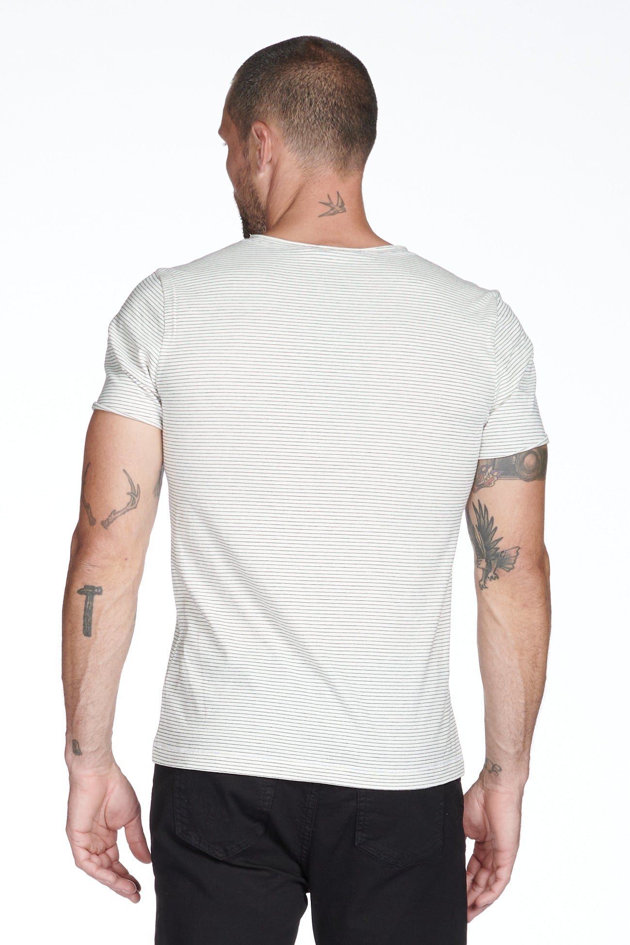 Men's Brolin Raw Neck Crew Stripe Tee