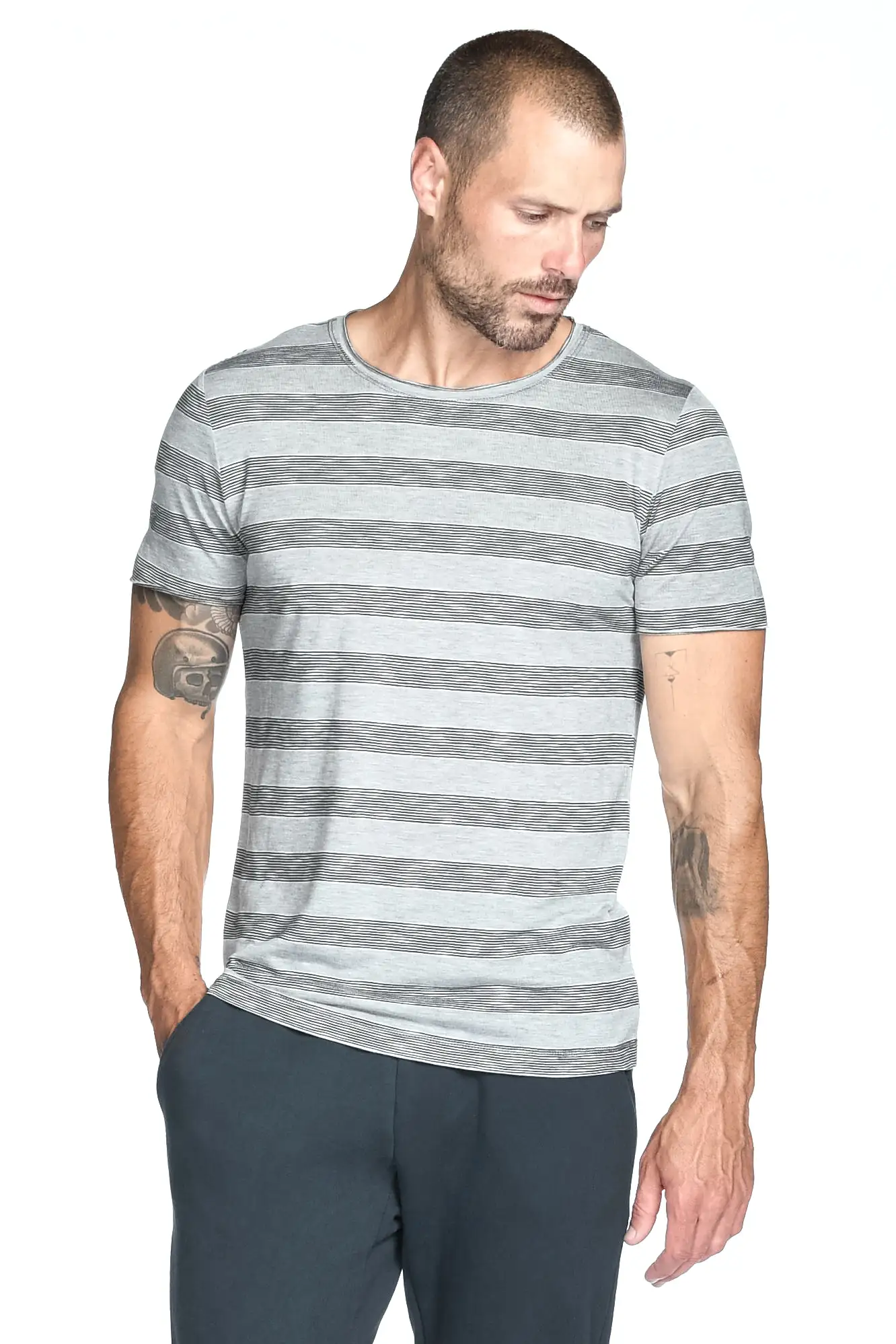 Men's Brolin Raw Neck Crew Stripe Tee