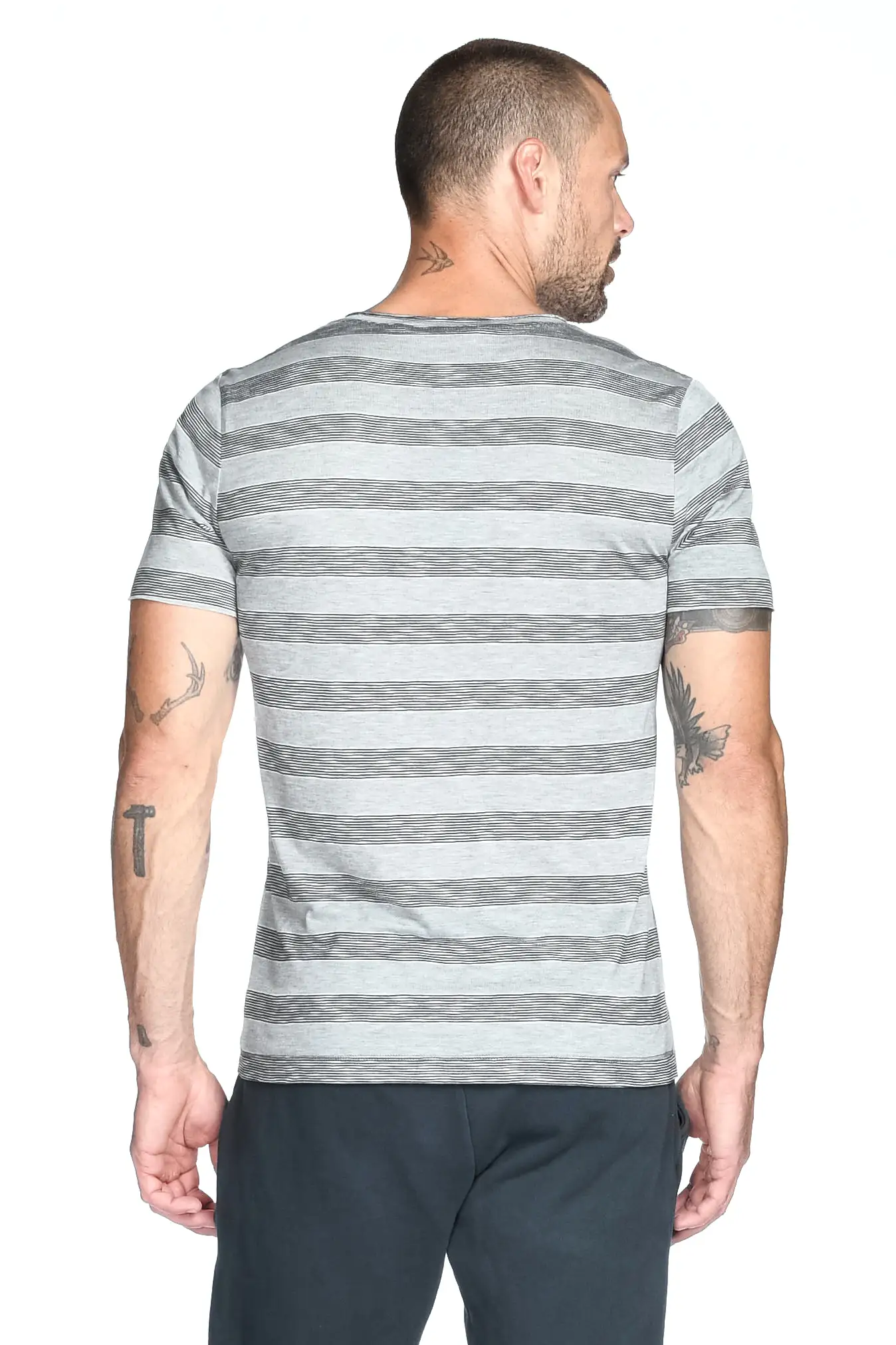 Men's Brolin Raw Neck Crew Stripe Tee