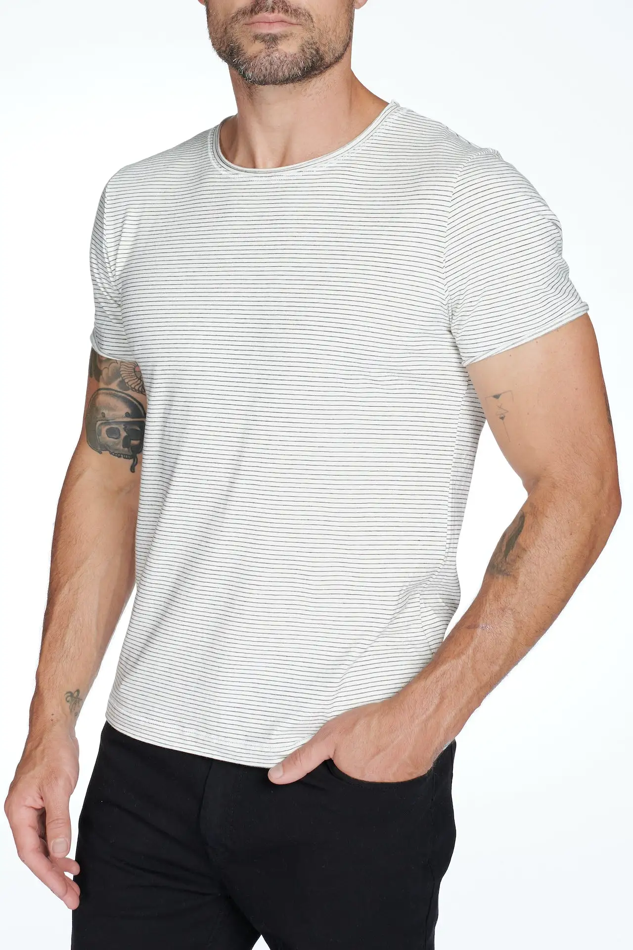 Men's Brolin Raw Neck Crew Stripe Tee