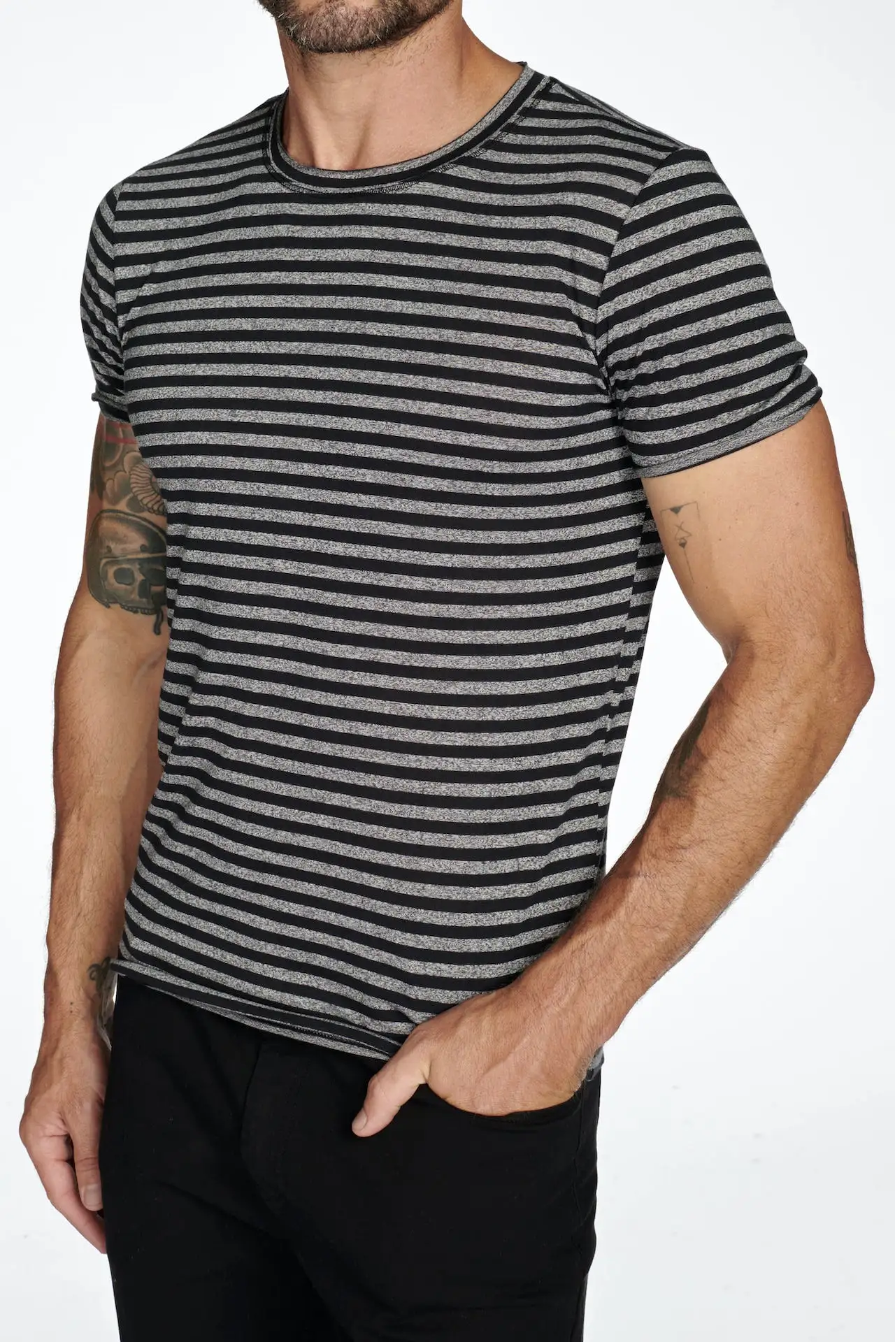 Men's Brolin Raw Neck Crew Stripe Tee