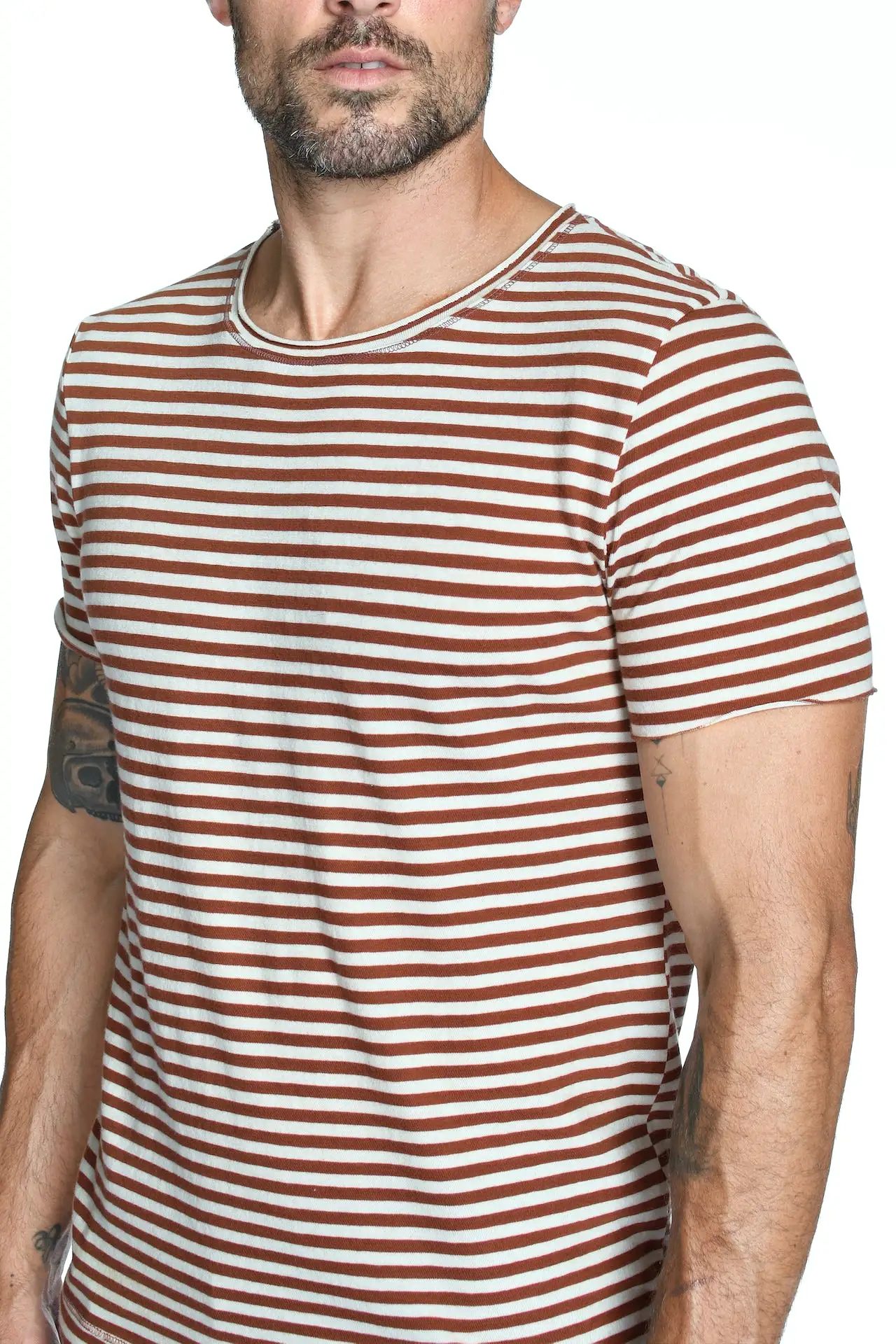 Men's Brolin Raw Neck Crew Stripe Tee