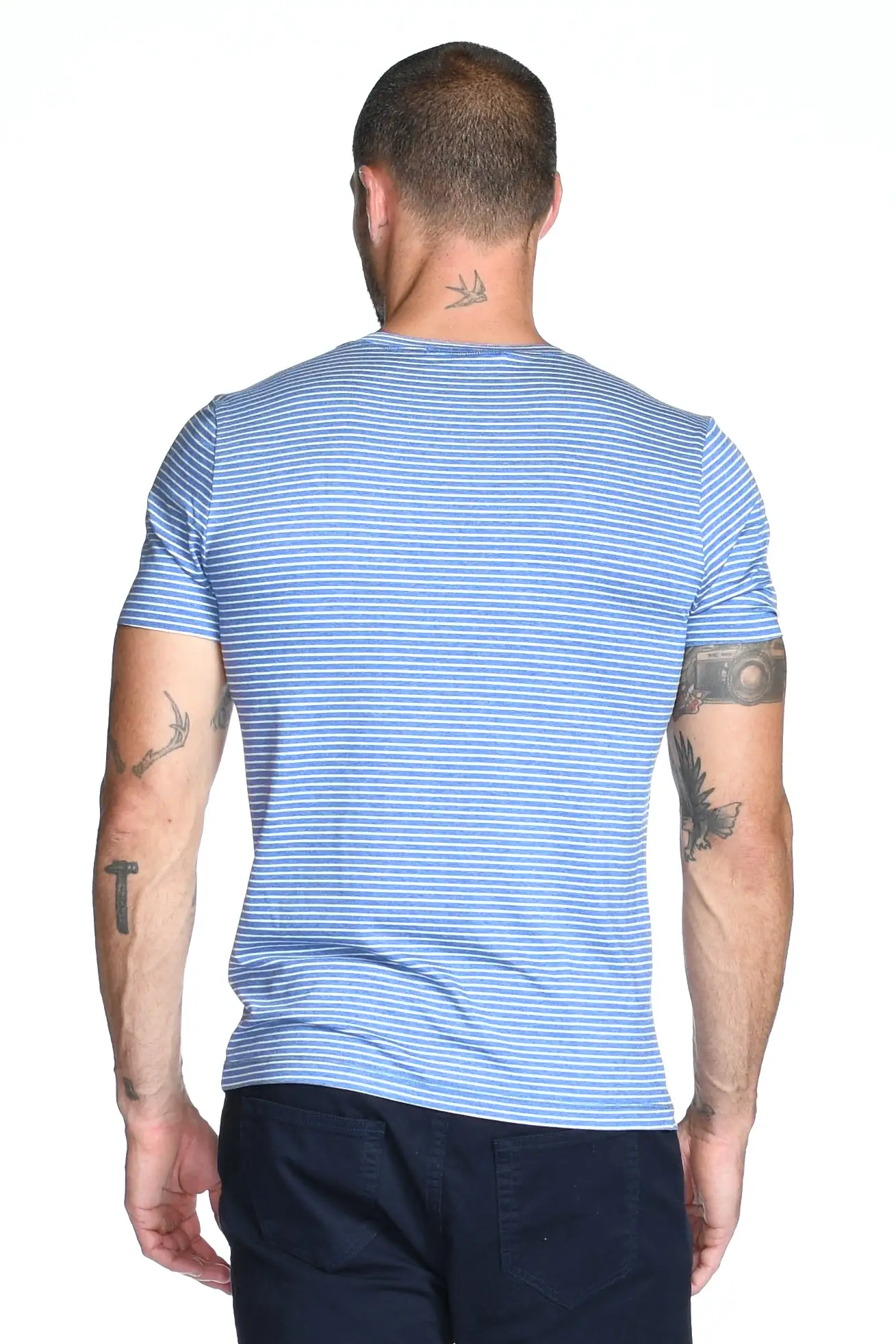 Men's Brolin Raw Neck Crew Stripe Tee