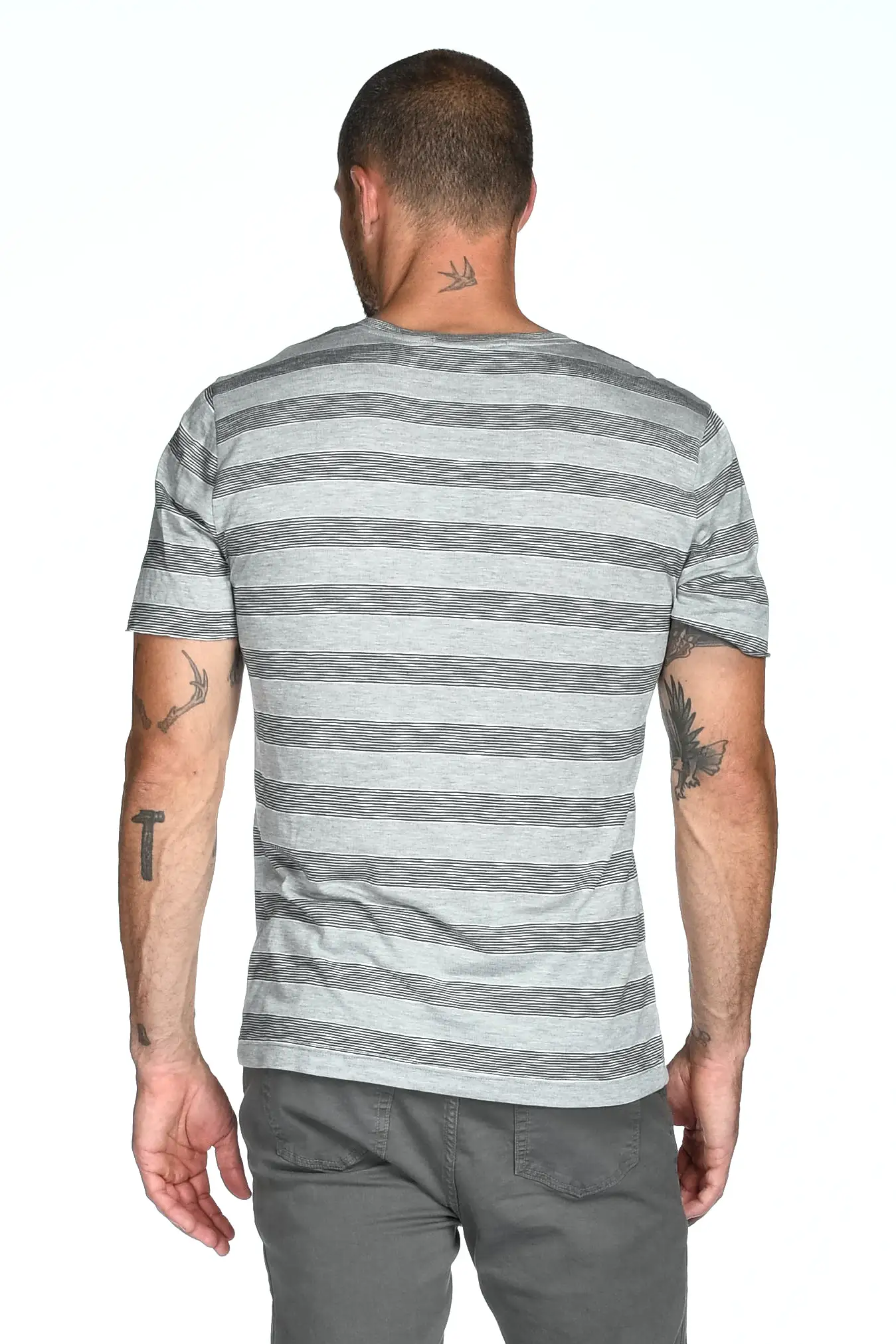 Men's Princeton Wide Pocket V-Neck Stripe Tee