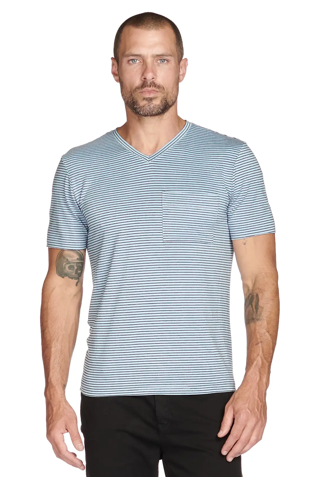 Men's Princeton Wide Pocket V-Neck Stripe Tee