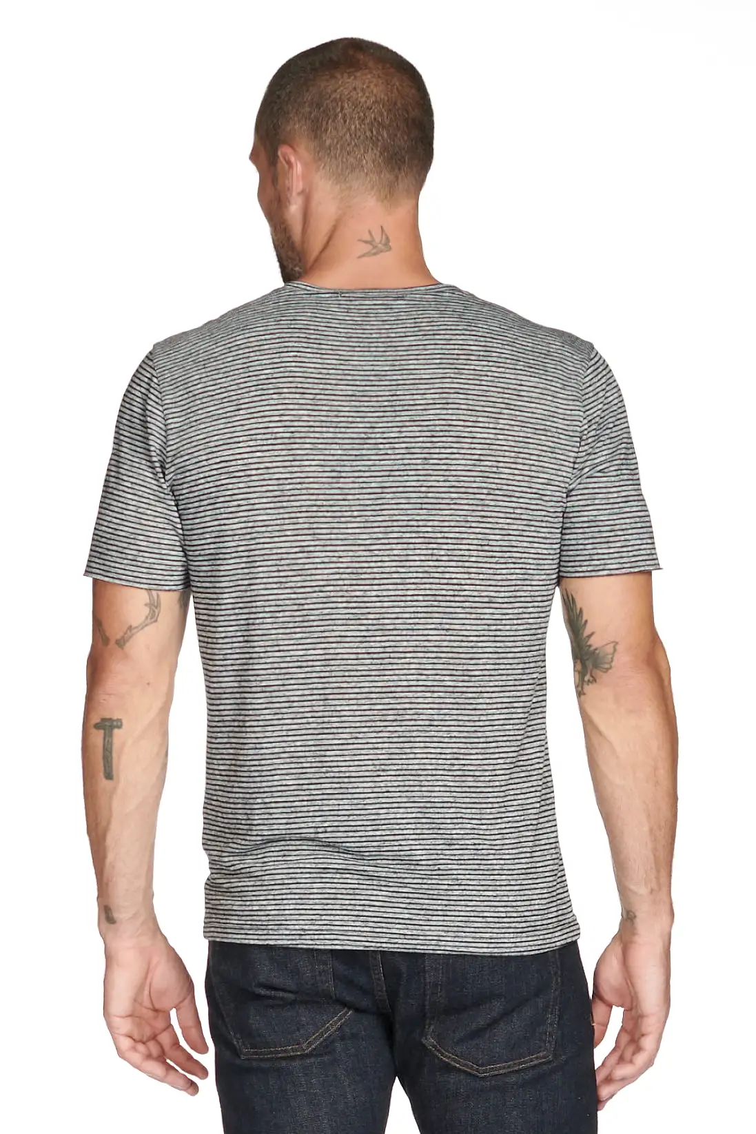 Men's Princeton Wide Pocket V-Neck Stripe Tee