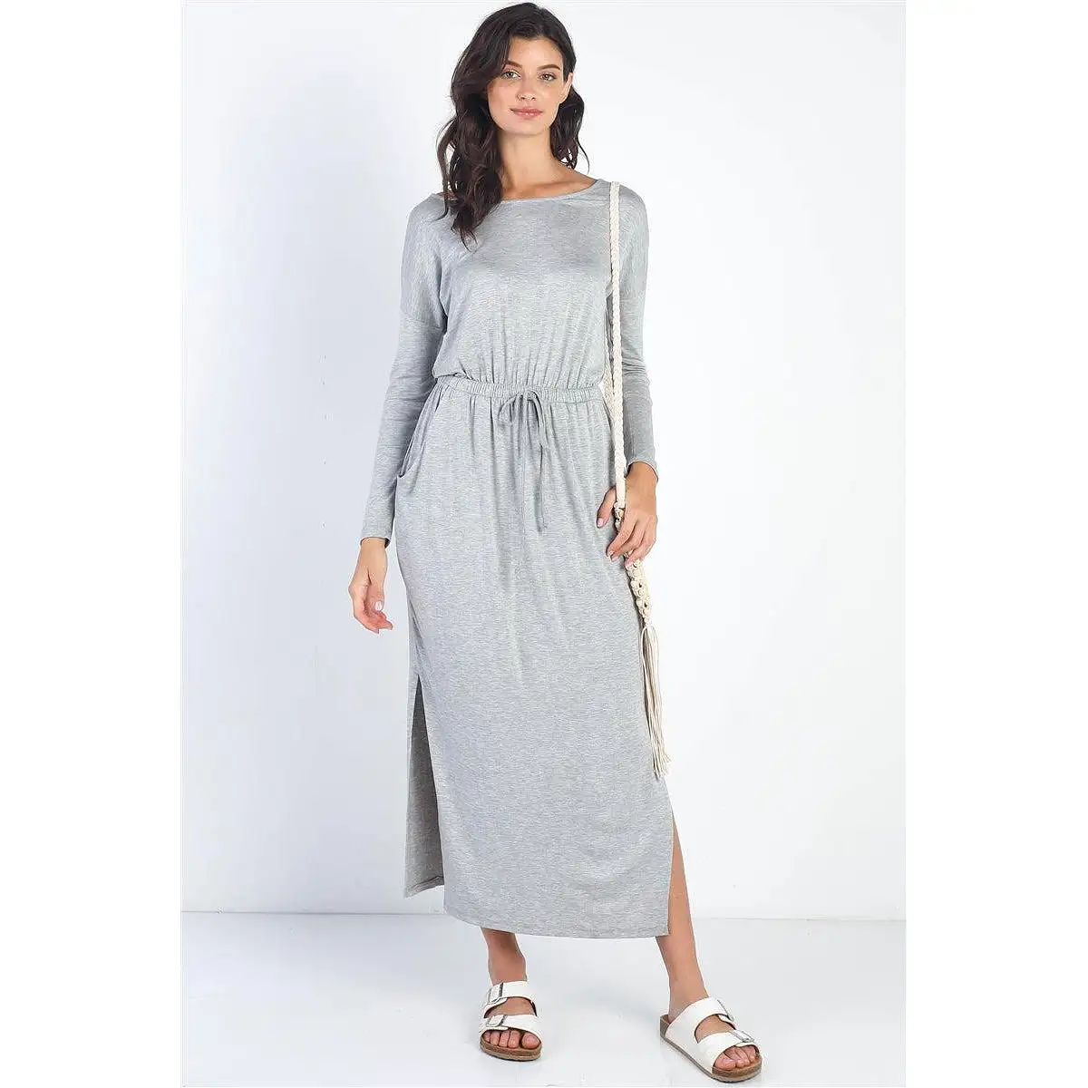 Midi Sleeve Basic Maxi Dress