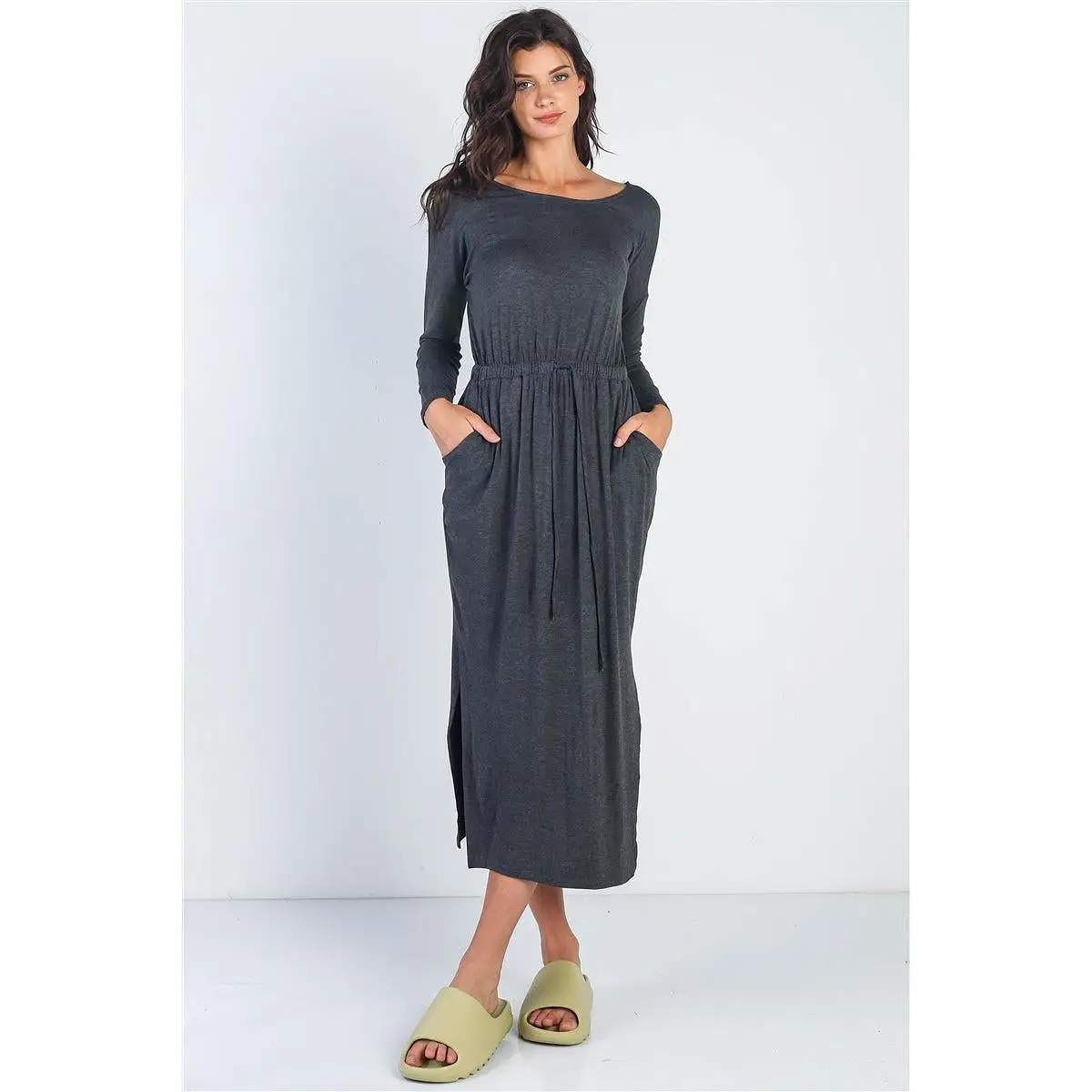 Midi Sleeve Basic Maxi Dress