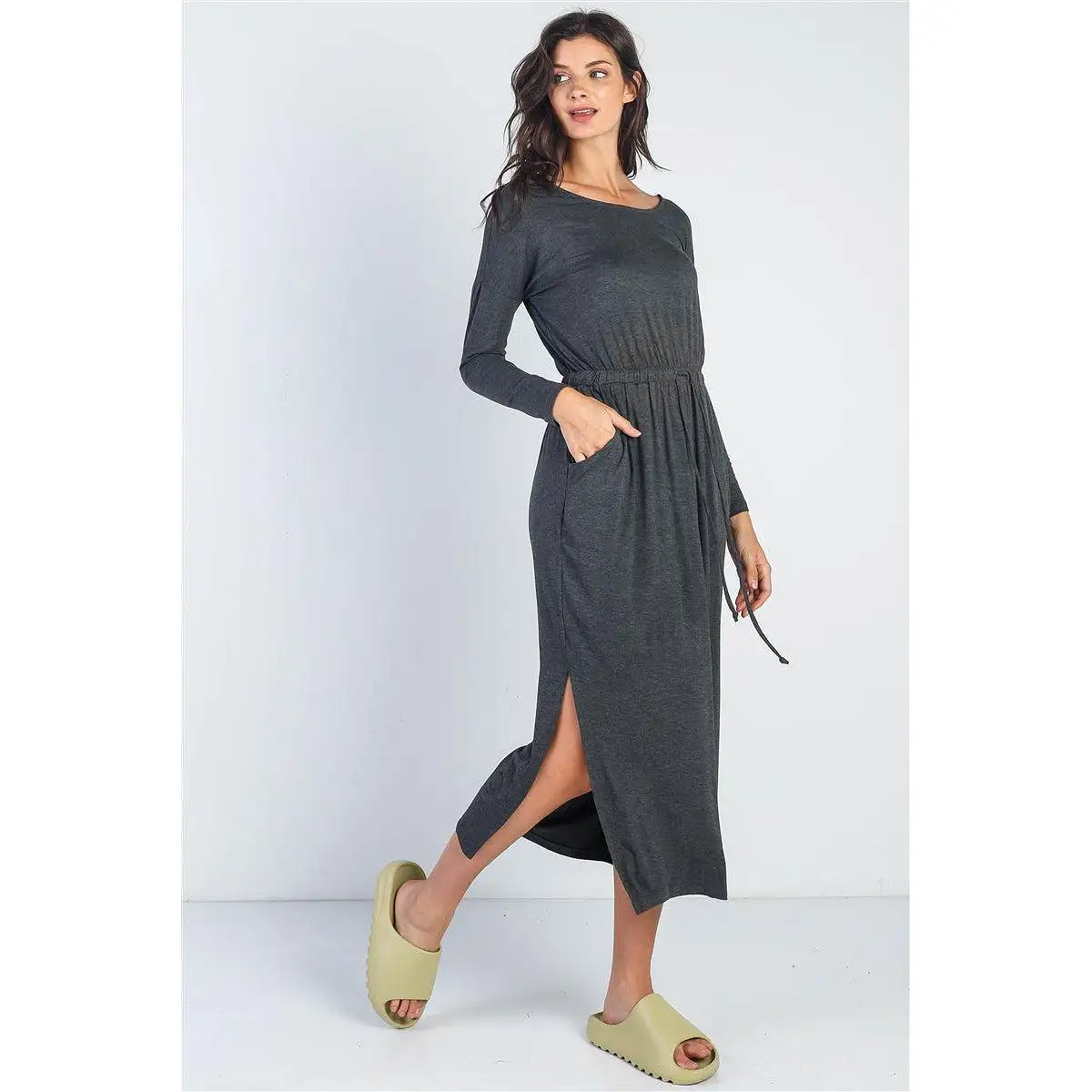 Midi Sleeve Basic Maxi Dress