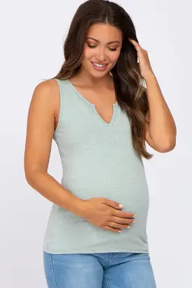 Mint Heathered Maternity Tank