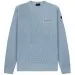 Moncler Matt Black Reflective Logo Waffle Stitch Crewneck Knit Light Blue