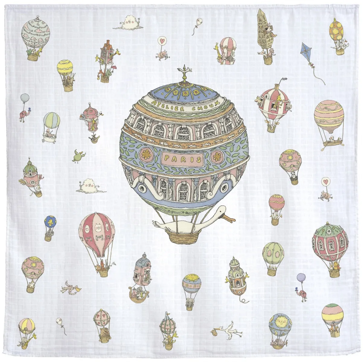 Mussola Atelier Choux Hot Air Balloons Cotone