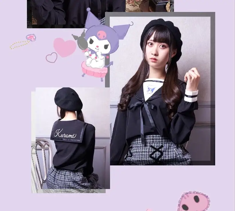 My melody kuromi navy blouse shirt