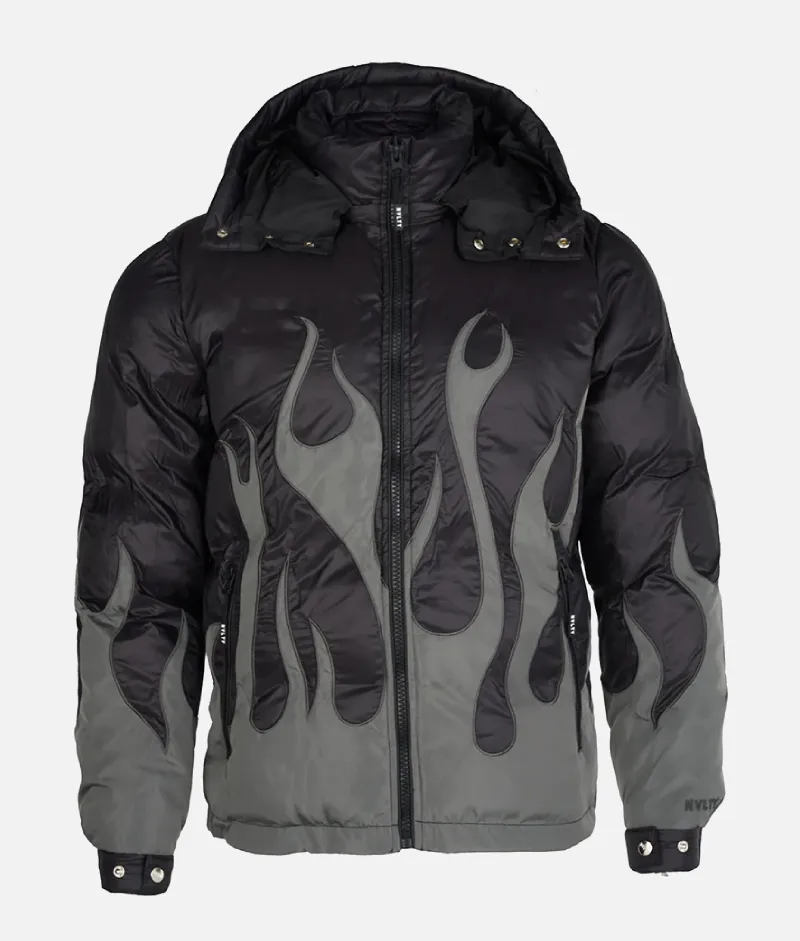 Nvlty Flame Puffer Jacket Black | Upto 30% Off