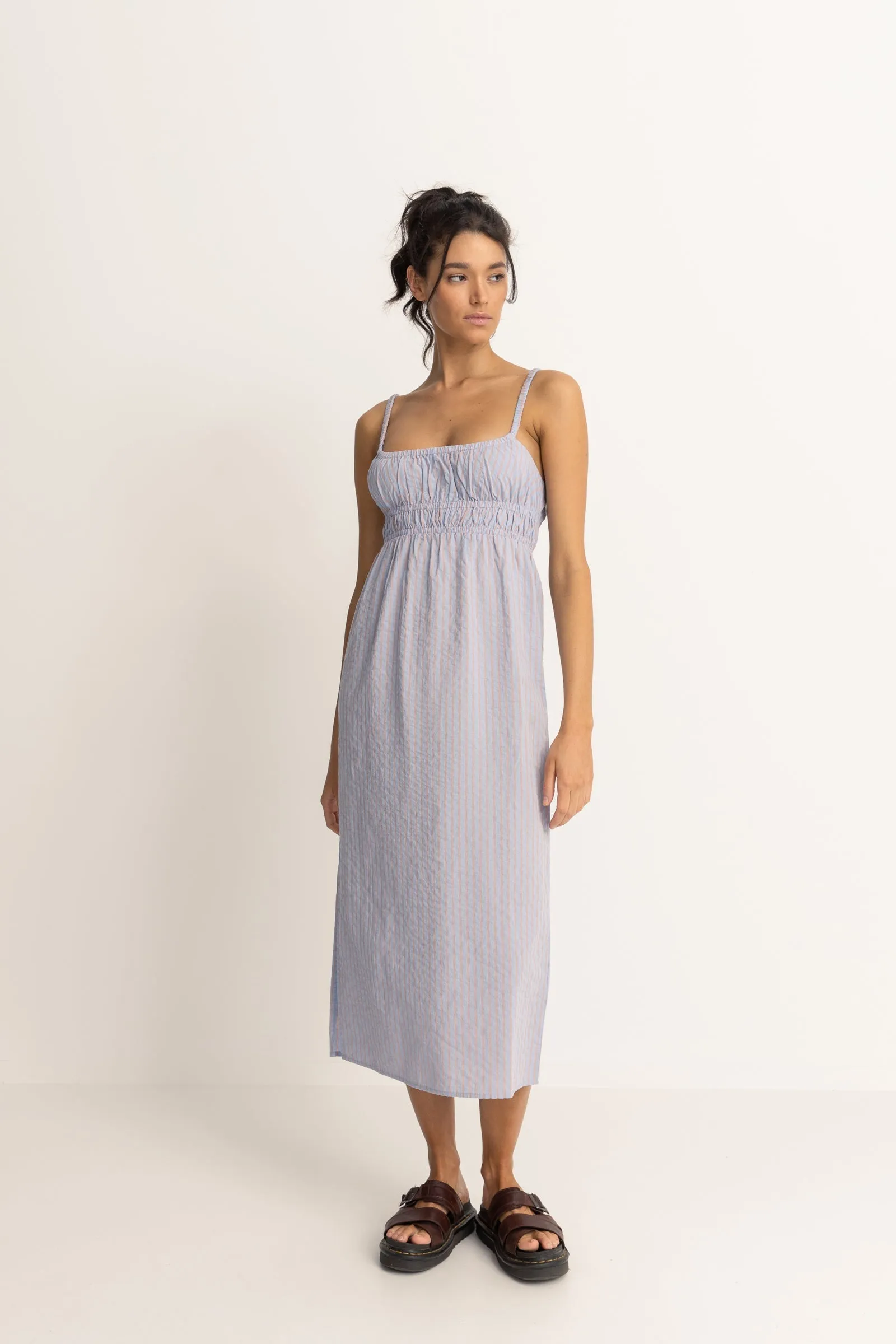 Paradiso Babydoll Midi Dress Soft Blue