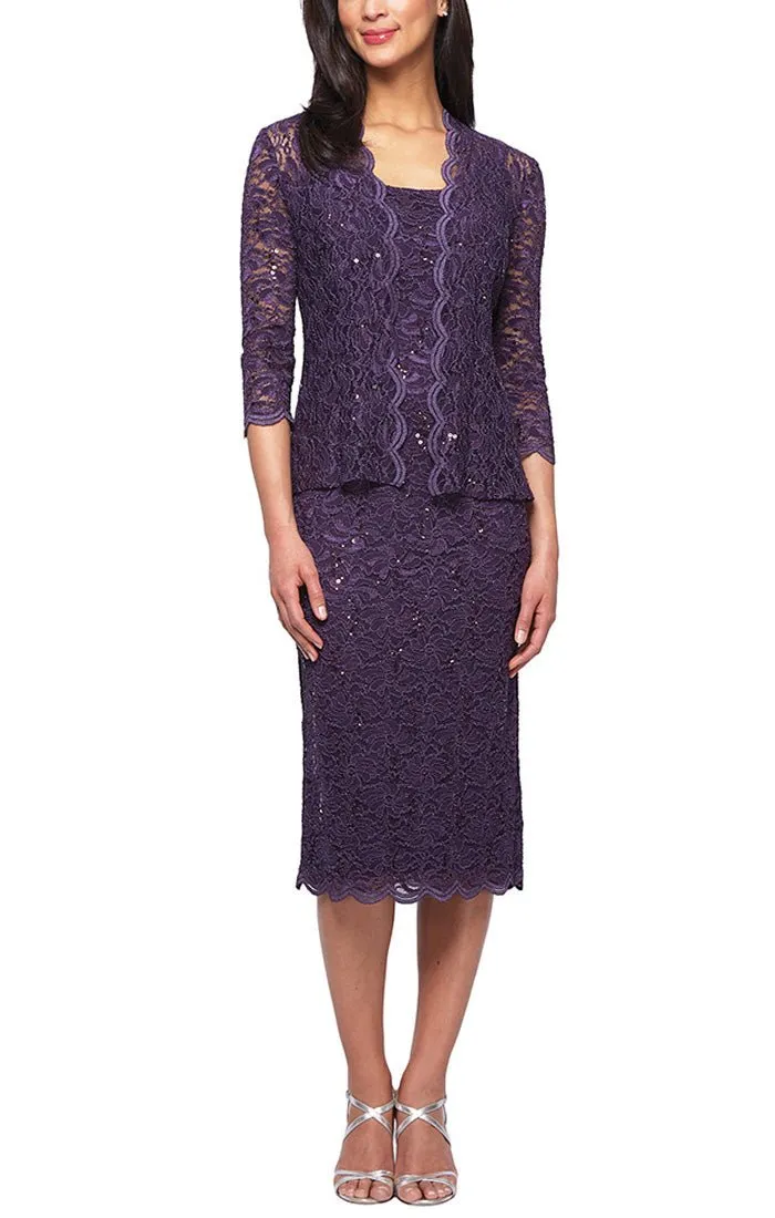 Petite Sheath Lace Jacket Dress