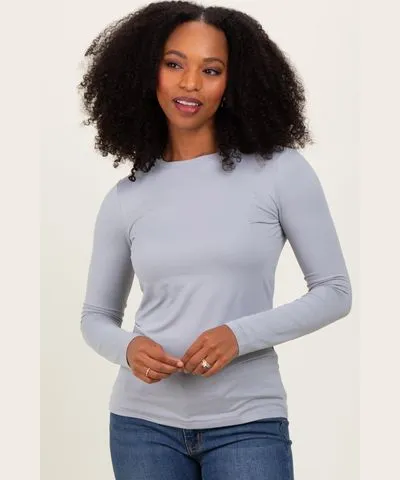 PinkBlush Heather Grey Basic Long Sleeve Top