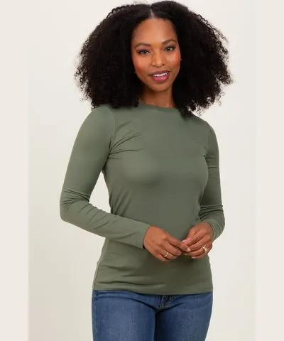 PinkBlush Olive Basic Long Sleeve Top