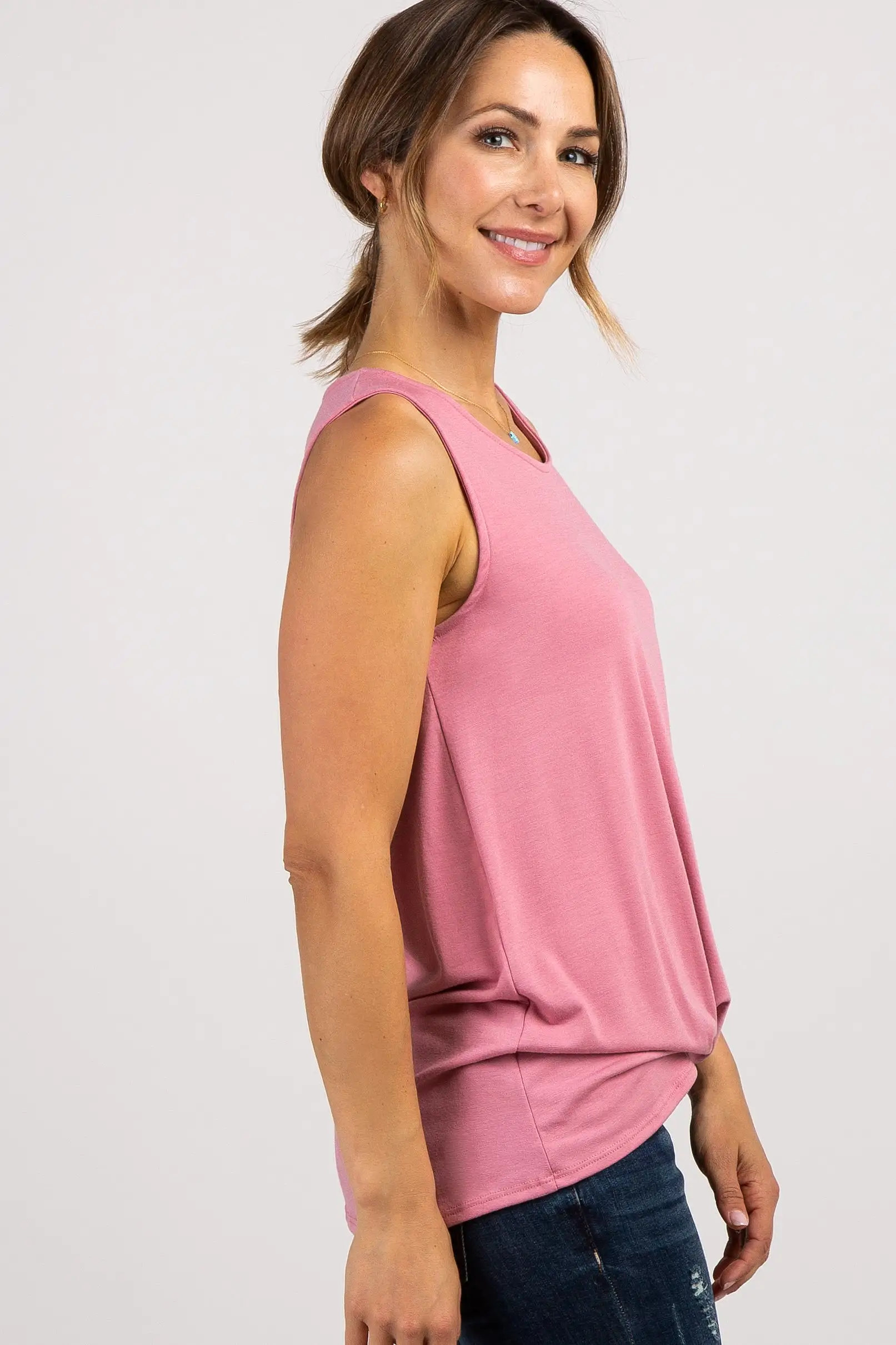 PinkBlush Pink Sleeveless Knot Top