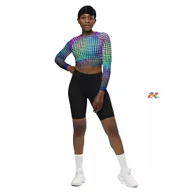 Pixelated Long Sleeve Festival Crop Top