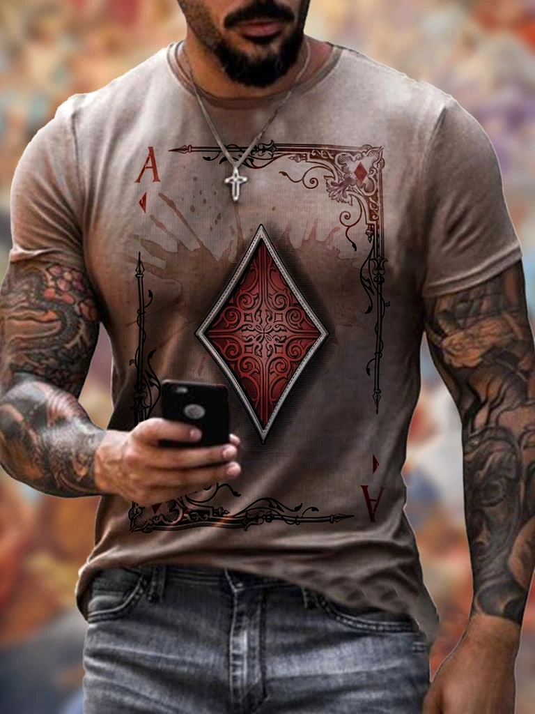 Playing Cards Diamond Square Print T-shirt