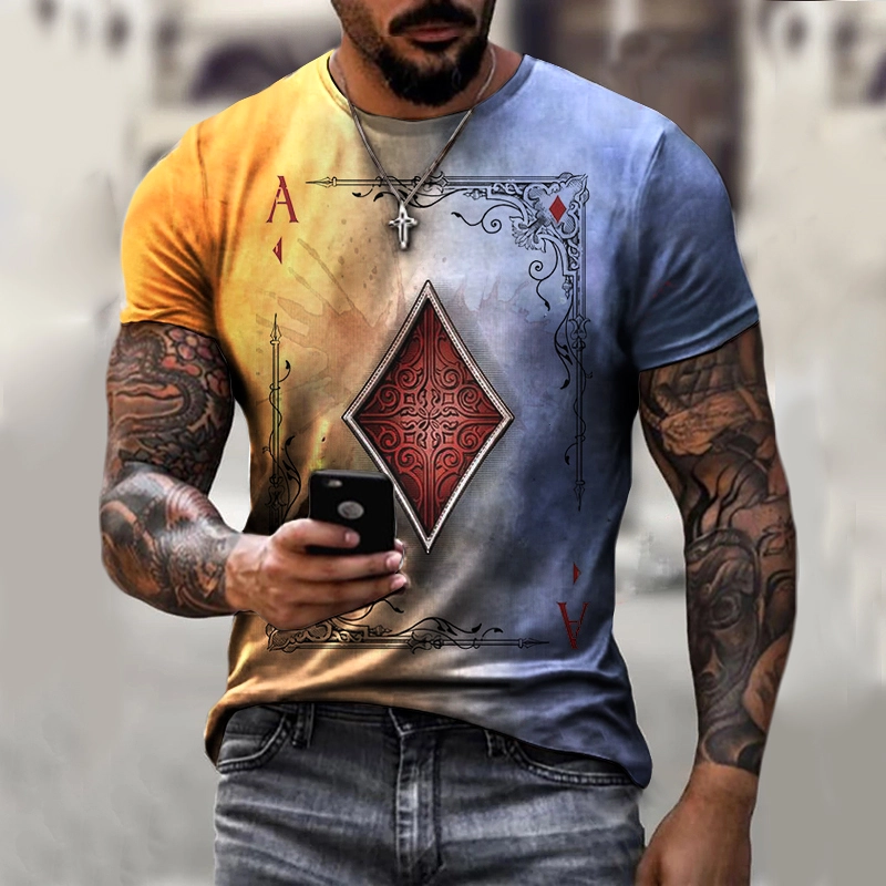 Playing Cards Diamond Square Print T-shirt