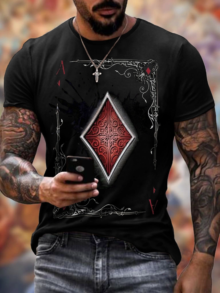 Playing Cards Diamond Square Print T-shirt