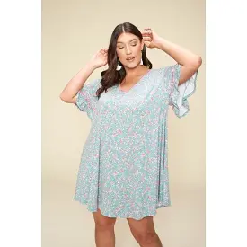 Plus Size Spring Floral Printed Lovely Swing Dress