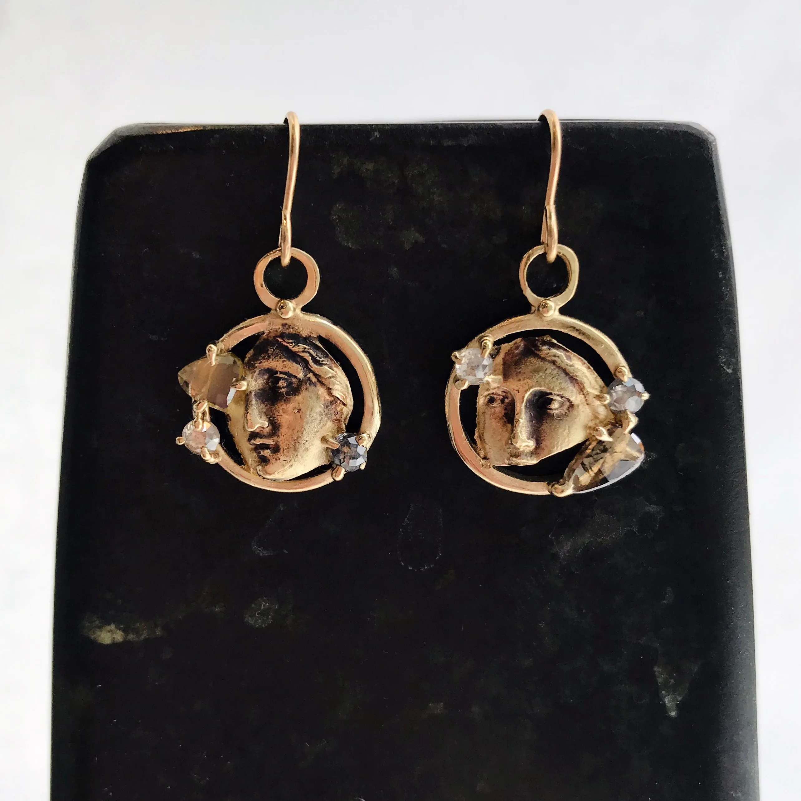 Rose Cut Diamond Artifact Earrings