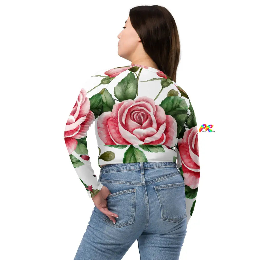 Rose Skull Long Sleeve Crop Top