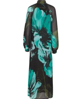 See Iou Women's Green / Black Midi Green Floral Dress Paulette