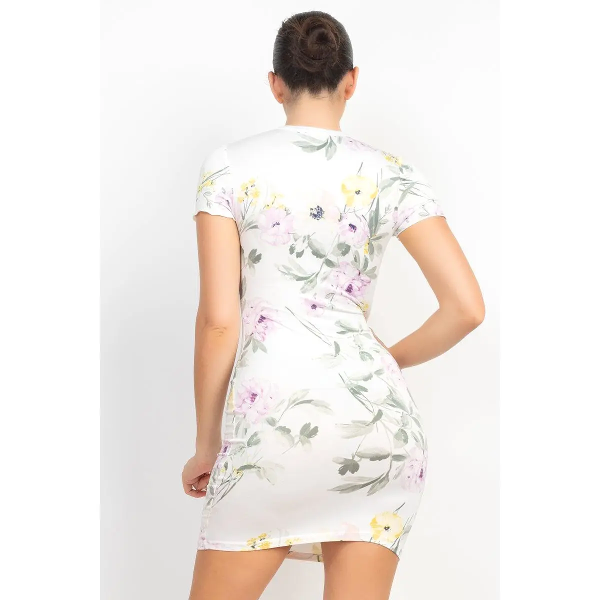 Short Sleeve Floral Bodycon Dress