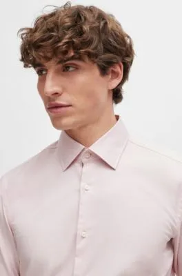 Slim-fit shirt in easy-iron stretch-cotton twill