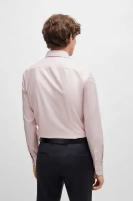 Slim-fit shirt in easy-iron stretch-cotton twill