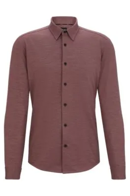 Slim-fit shirt in melange performance-stretch twill