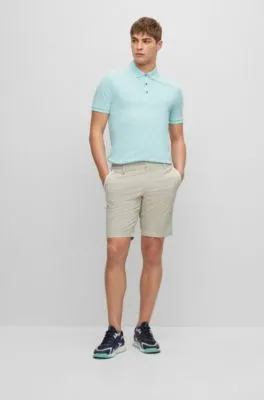 Slim-fit shorts in printed stretch-cotton twill