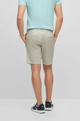 Slim-fit shorts in printed stretch-cotton twill