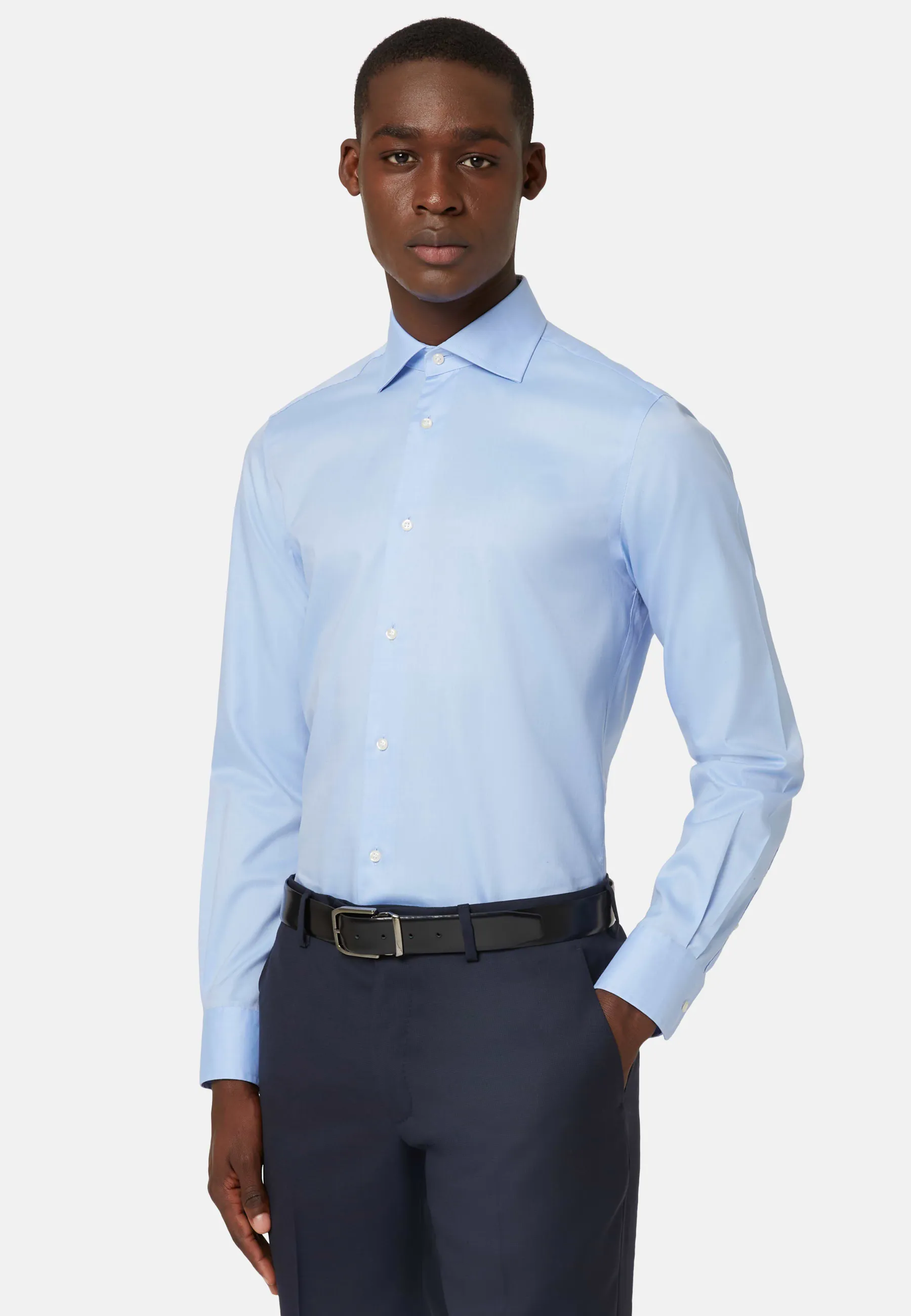 Slim Fit Sky Blue Cotton Twill Shirt