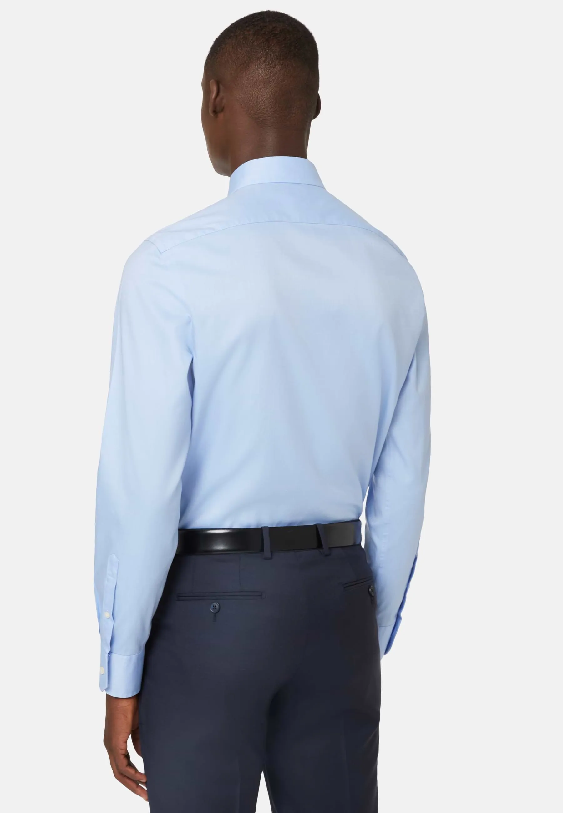 Slim Fit Sky Blue Cotton Twill Shirt