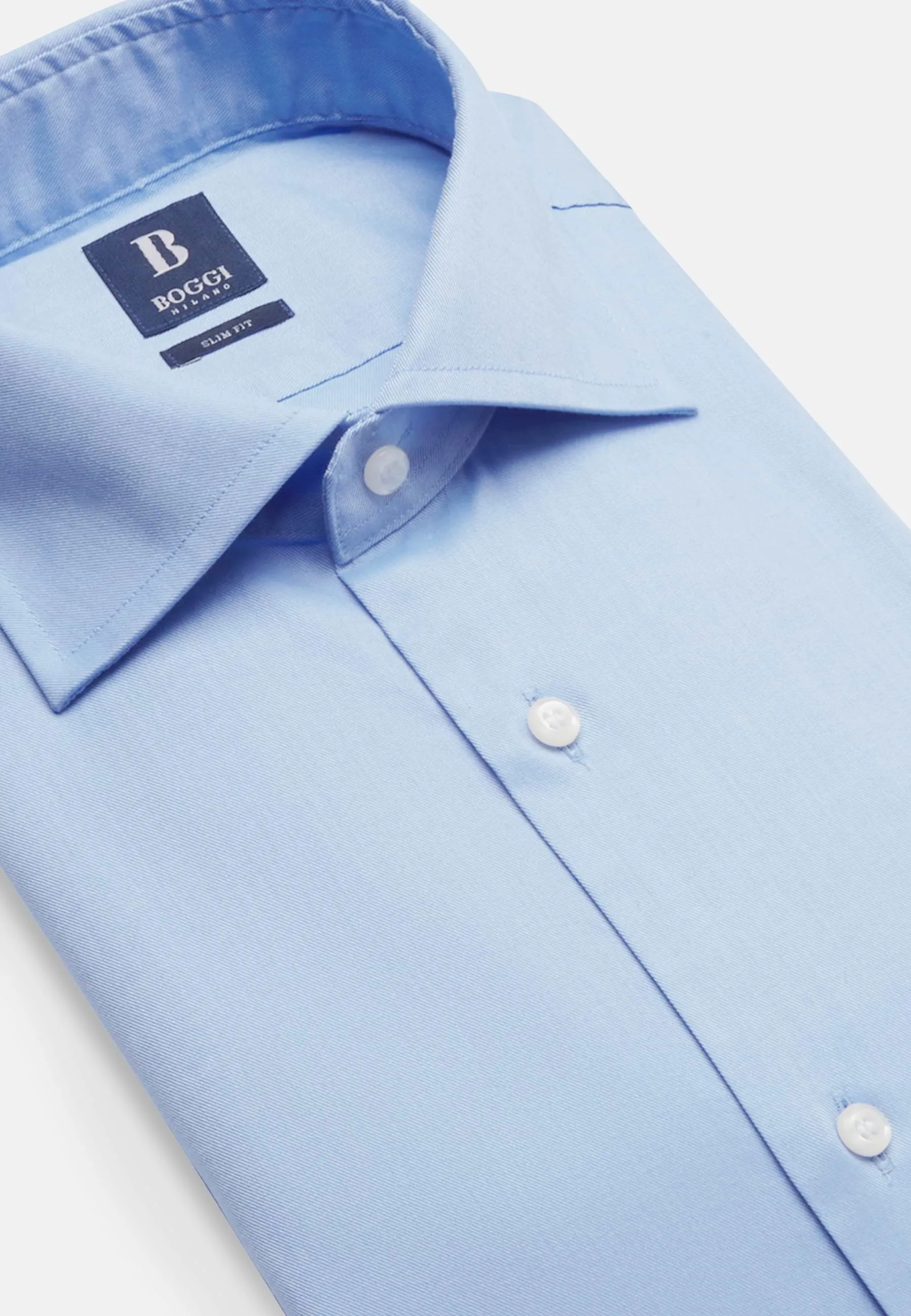 Slim Fit Sky Blue Cotton Twill Shirt