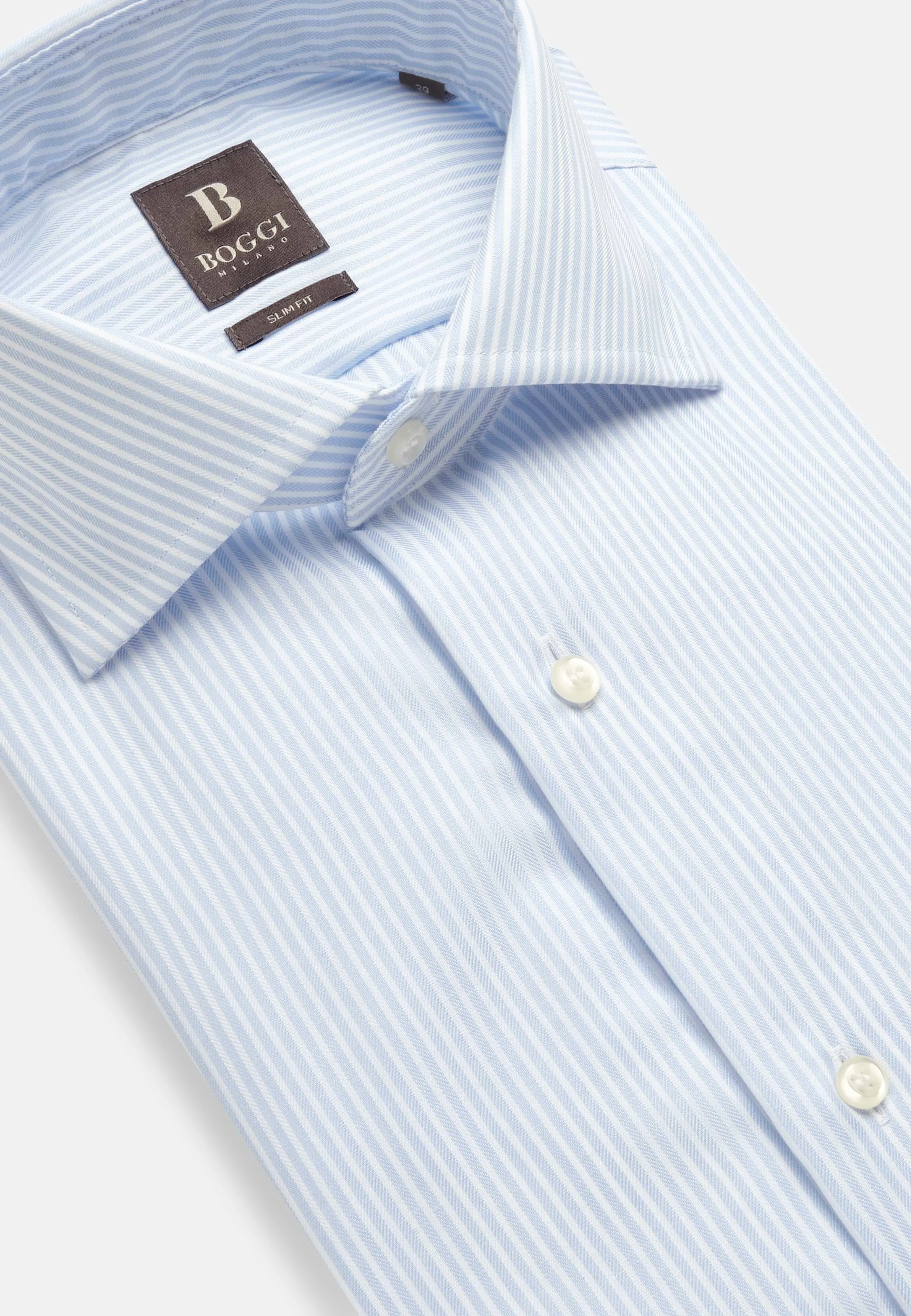 Slim Fit Striped Cotton Twill Shirt