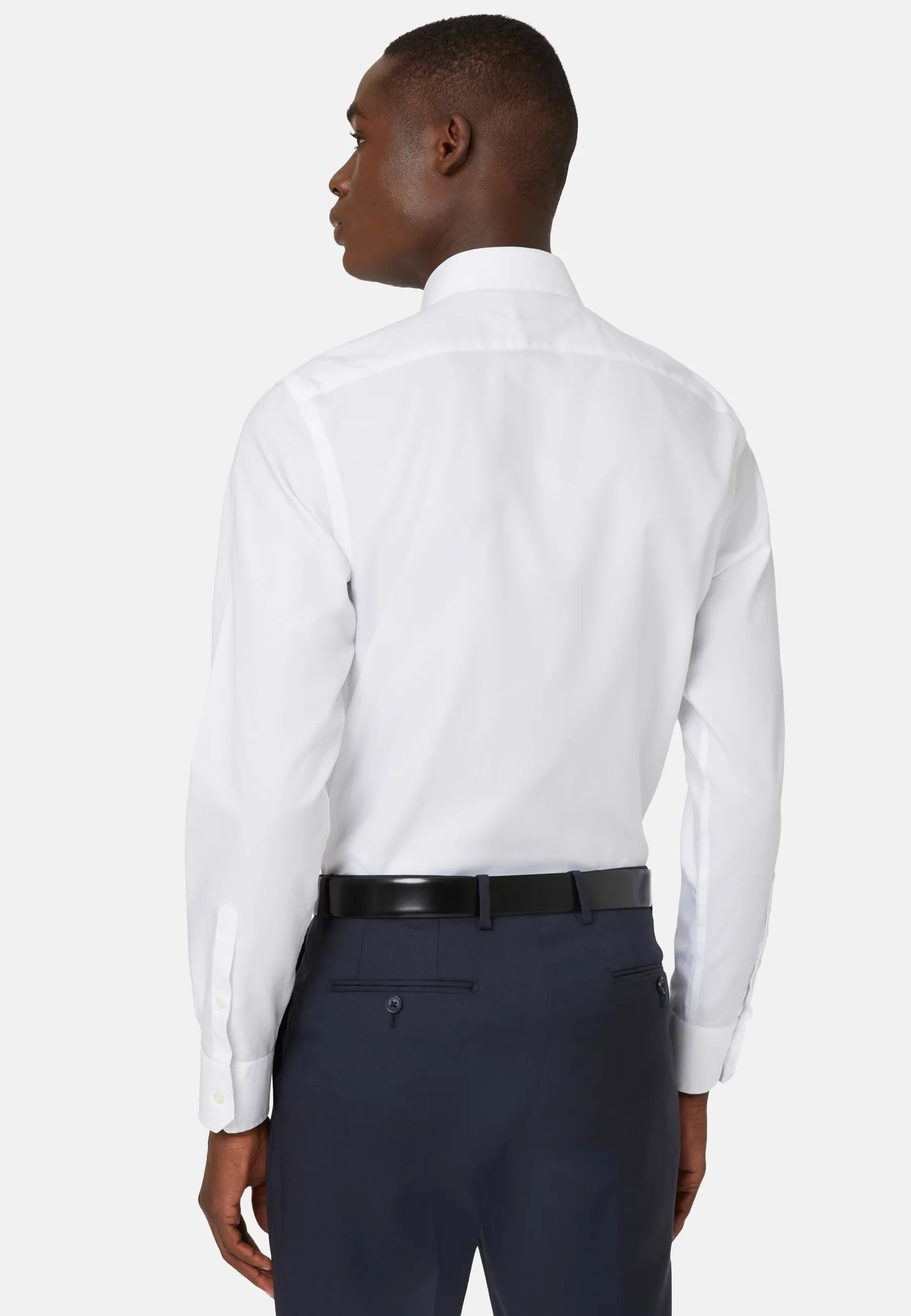 Slim Fit White Cotton Twill Shirt