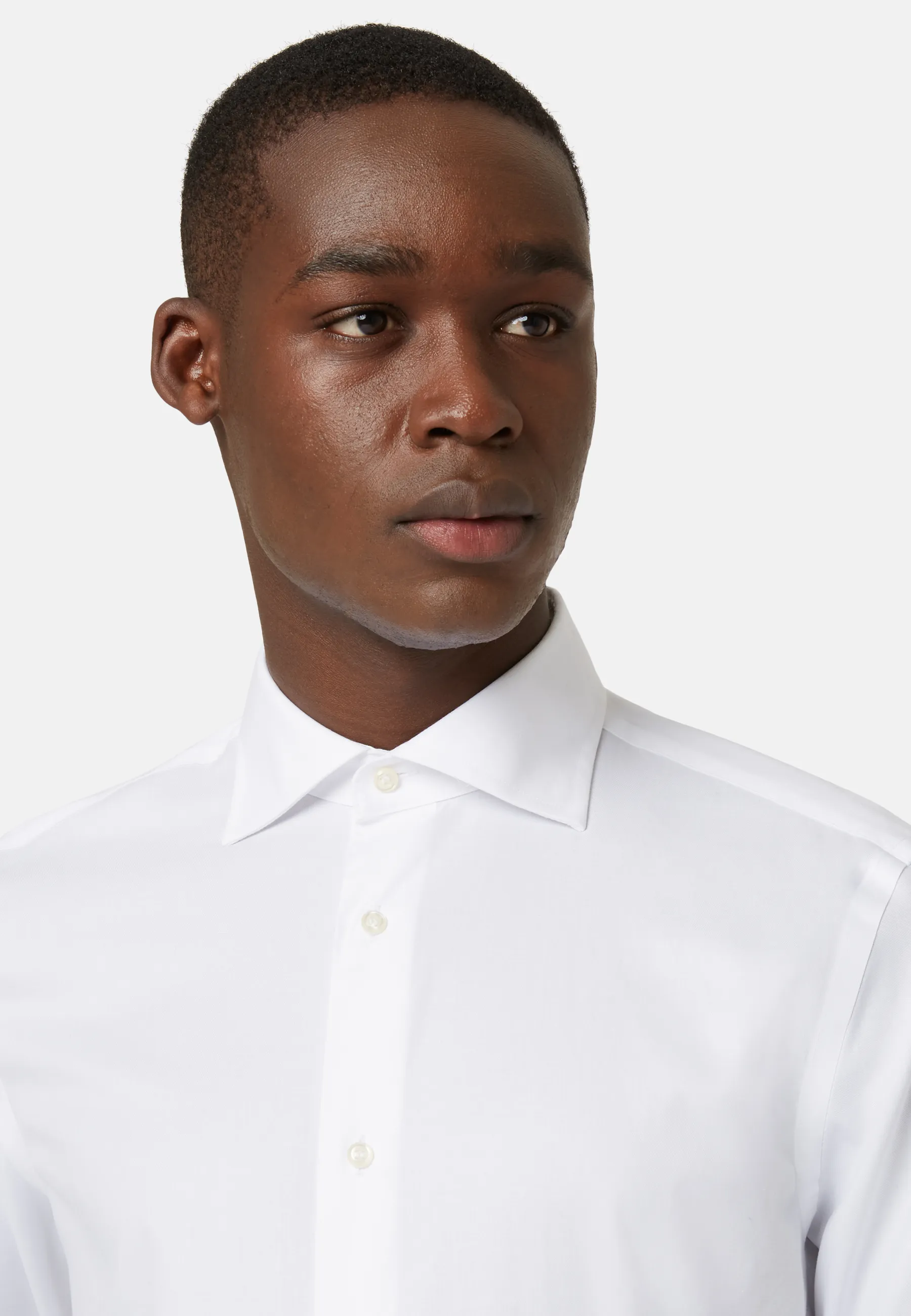 Slim Fit White Cotton Twill Shirt