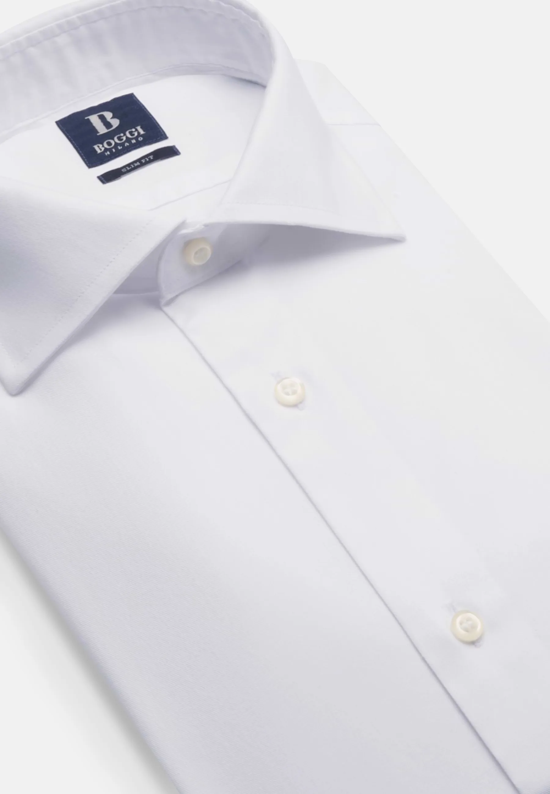 Slim Fit White Cotton Twill Shirt